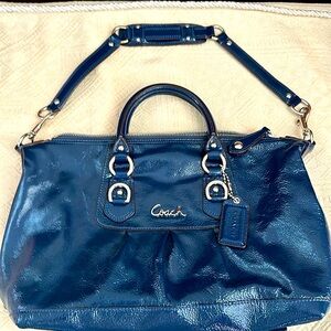 Coach- Beautiful cobalt blue patent leather coach purse. Great condition!